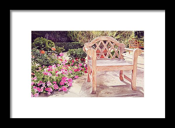 Garden Chair Framed Print featuring the painting California Sunchair by David Lloyd Glover