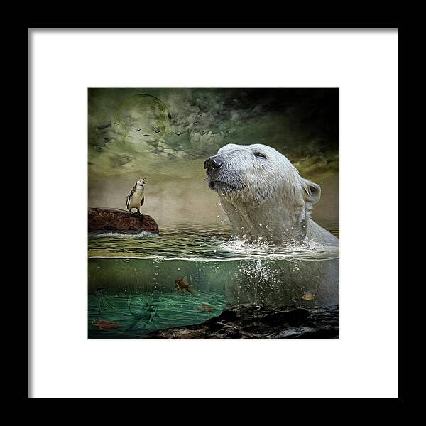 Polar Bear Framed Print featuring the digital art Calling Out by Maggy Pease