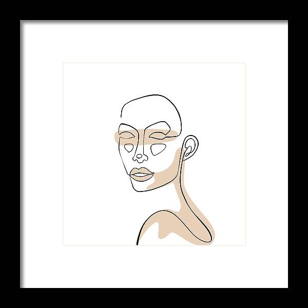 Abstract Framed Print featuring the digital art Callista - Minimal, Modern -Abstract Woman Line Art by Studio Grafiikka