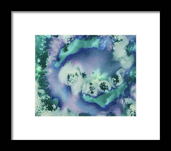 Abstract Watercolor Framed Print featuring the painting Calm Cool Soft Abstract Splash Of Blue And Purple Watercolor by Irina Sztukowski