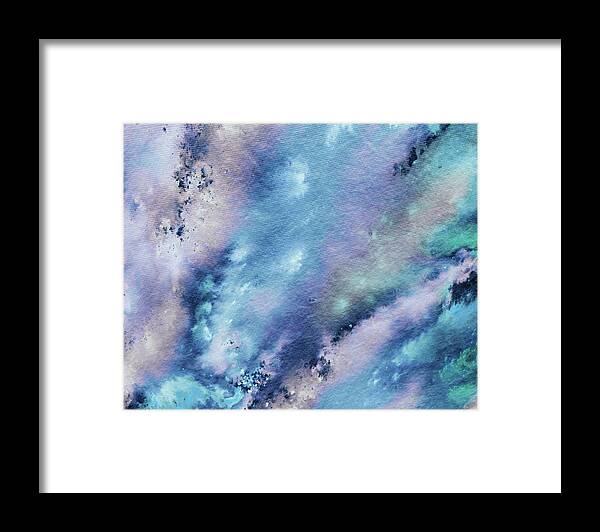 Abstract Watercolor Framed Print featuring the painting Calm Cool Soft Blues Abstract Splash Of Watercolor by Irina Sztukowski
