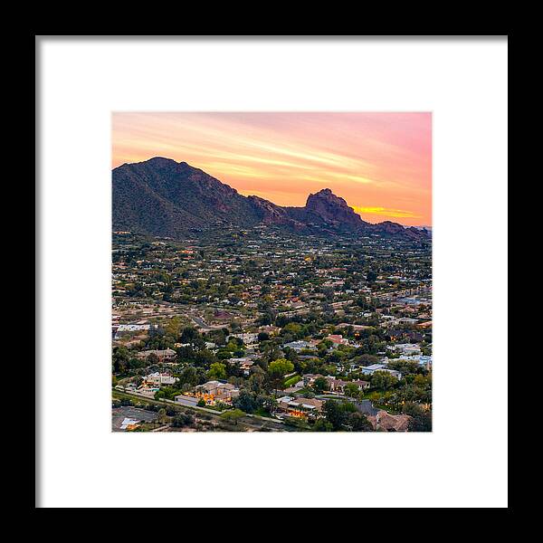 Luxury Framed Print featuring the photograph Camelback Mountain Sunset Paradise Valley Arizona by Anthony Giammarino