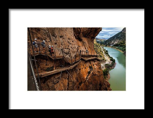 Caminito Del Rey Framed Print featuring the photograph Caminito del Rey - the valley below by Micah Offman