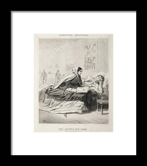 Campaign Sketches The Letter For Home 1863 Winslow Homer Sketch Framed Print featuring the painting Campaign Sketches The Letter for Home 1863 Winslow Homer by MotionAge Designs