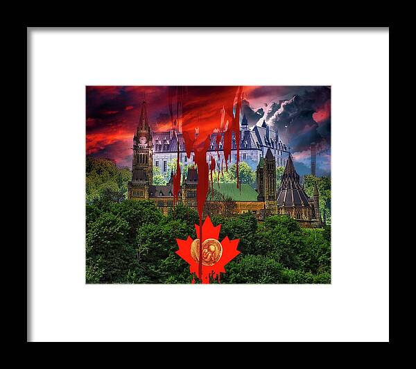 Blood Cries From Ground Framed Print featuring the digital art Canadian Justice by Norman Brule