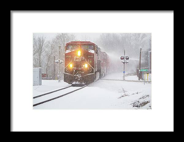 2016 Framed Print featuring the photograph Canadian Pacific 8649 in the Snow by Greg Booher