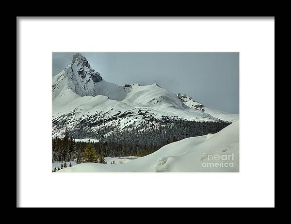Canadian Framed Print featuring the photograph Canadian Rockies Winter Peak by Adam Jewell