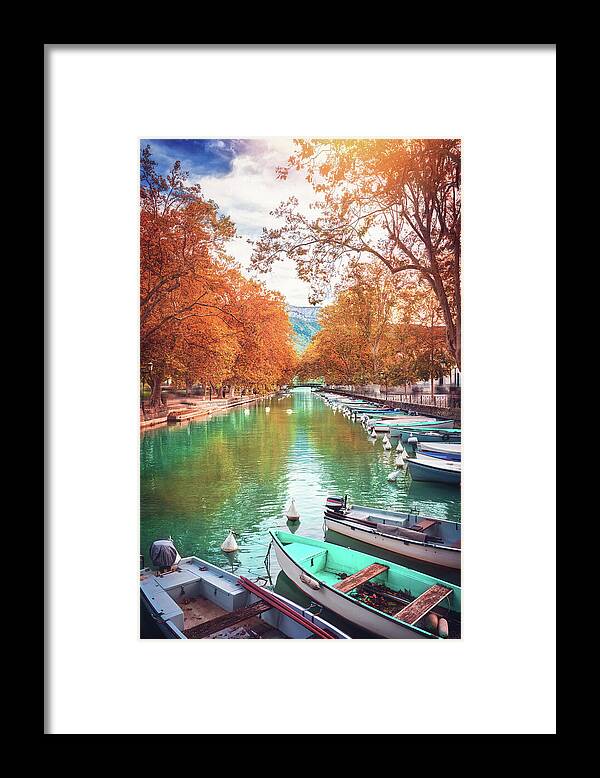 Annecy Framed Print featuring the photograph Canal Du Vasse Annecy France by Carol Japp