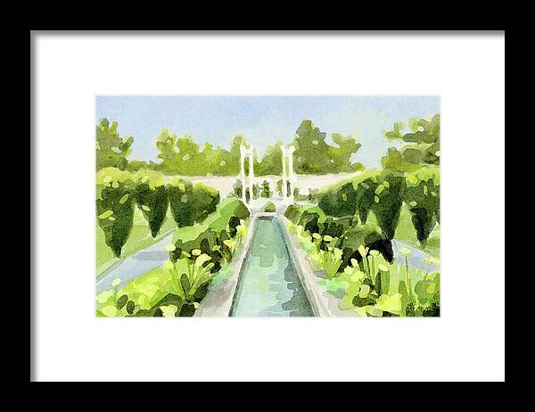 Untermyer Gardens Framed Print featuring the painting Canal Untermyer Gardens by Beverly Brown