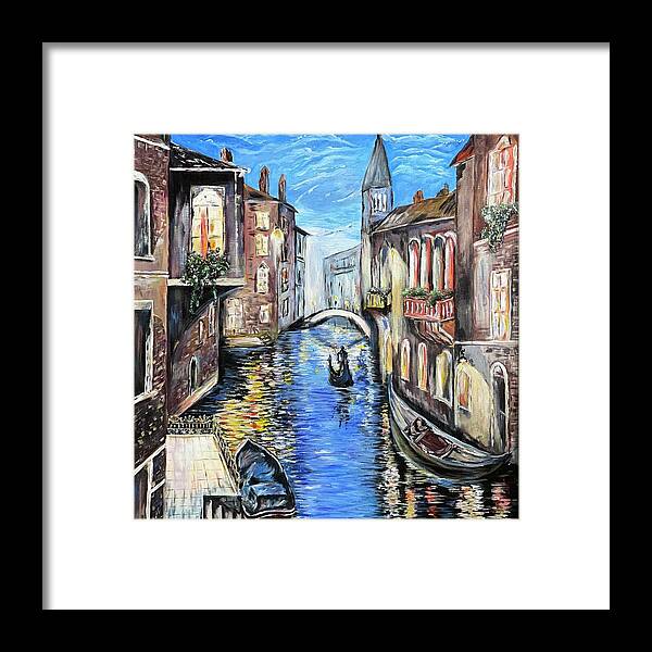 Canals Of Venice Framed Print featuring the painting Canals of Venice by Tetiana Bielkina