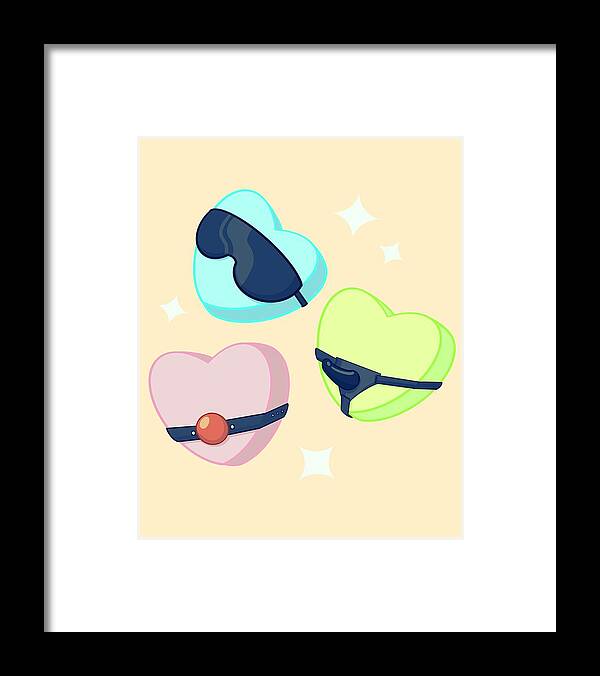 Candy Framed Print featuring the drawing Candy Hearts by Ludwig Van Bacon