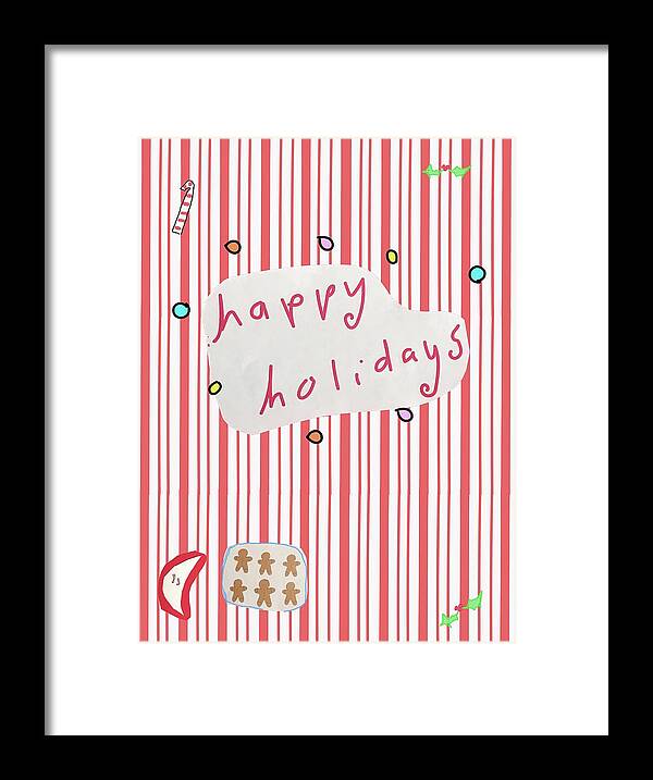 Holiday Framed Print featuring the mixed media Candy Stripe Holiday by Ashley Rice