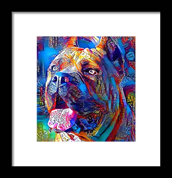 Cane Corso Framed Print featuring the digital art Cane Corso head - colorful painting by Nicko Prints