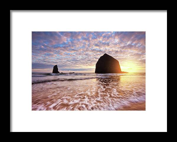 Sunset Framed Print featuring the photograph Cannon Beach Sunset Classic by Darren White