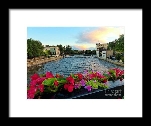 On The Bridge Framed Print featuring the photograph Cannon River, Northfield MN by Rosanne Licciardi