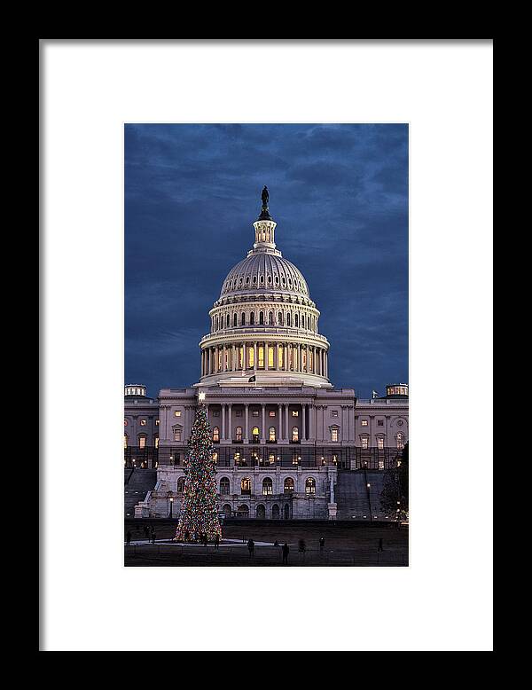 Dc Framed Print featuring the photograph Capitol Christmas 2021 2 by Robert Fawcett