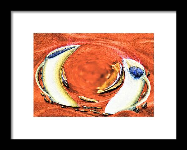 Abstract Framed Print featuring the digital art Cappuccino Tango - Orange by Ronald Mills