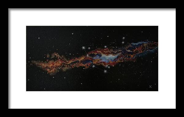 Capricorn Framed Print featuring the painting Capricorn constellation by Neslihan Ergul Colley