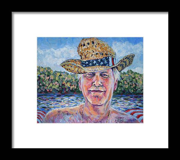 Art Framed Print featuring the painting Captain Chris in his Happy Boating Hat by Robert FERD Frank