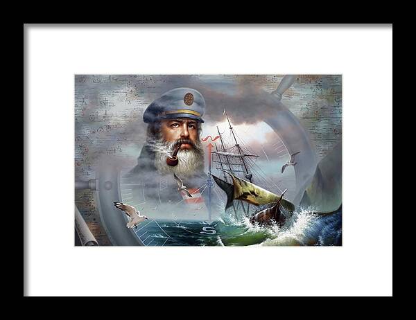Captain Framed Print featuring the painting Captain's Compass by Yoo Choong Yeul