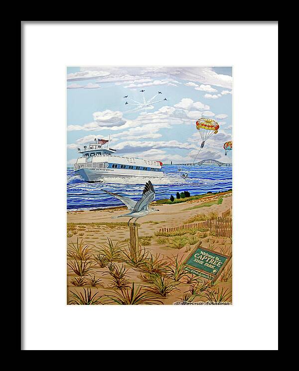  Framed Print featuring the painting Captree Park Pillow Version by Bonnie Siracusa