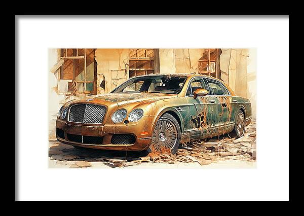Bentley Framed Print featuring the drawing Car 1784 Bentley Continental Flying Spur by Clark Leffler
