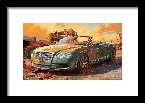 Bentley Framed Print featuring the drawing Car 1787 Bentley Continental GTC by Clark Leffler