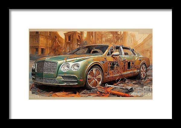 Bentley Framed Print featuring the drawing Car 2218 Bentley Continental Flying Spur by Clark Leffler