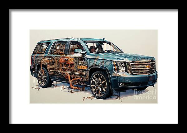 Chevrolet Framed Print featuring the drawing Car 2703 Chevrolet Tahoe by Clark Leffler