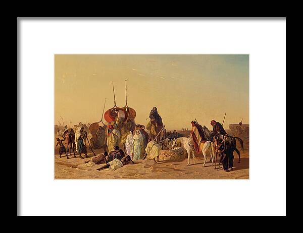 Theodor Horschelt Framed Print featuring the painting Caravan in the Desert by Theodor Horschelt