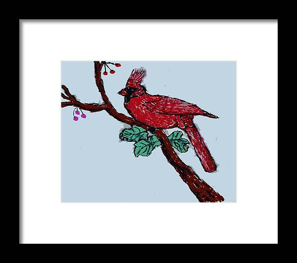 Cardinal Framed Print featuring the painting Cardinal by Branwen Drew