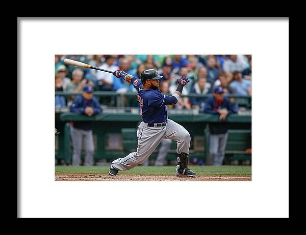 American League Baseball Framed Print featuring the photograph Carlos Santana by Otto Greule Jr