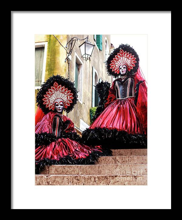 Carnival Sisters Framed Print featuring the photograph Carnival Sisters in Venice Italy by John Rizzuto