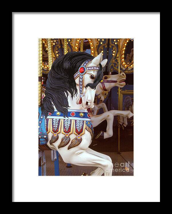 Carousel Framed Print featuring the photograph carousel horses photography - Light Dancing by Sharon Hudson