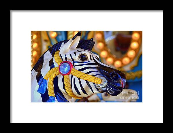 Carousel Framed Print featuring the photograph Carousel Zebra by Vivian Krug Cotton