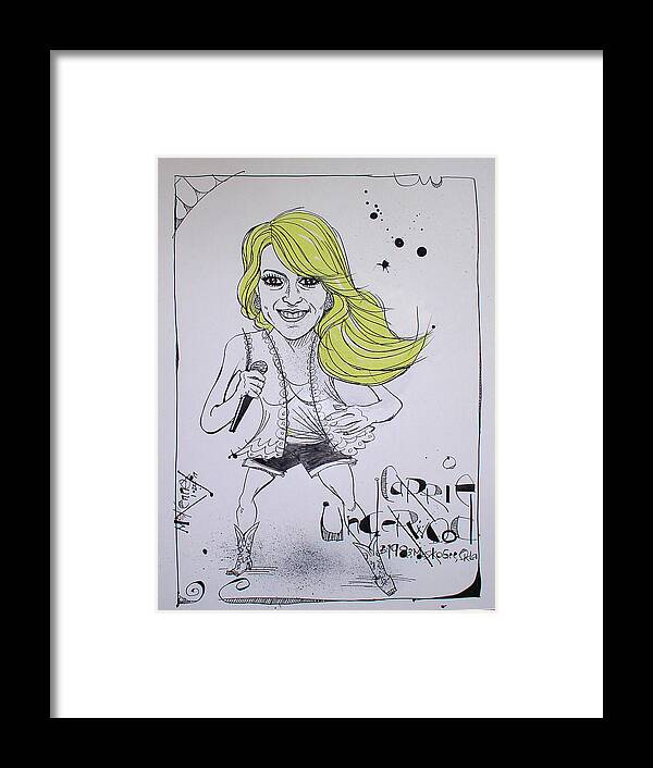  Framed Print featuring the drawing Carrie Underwood by Phil Mckenney