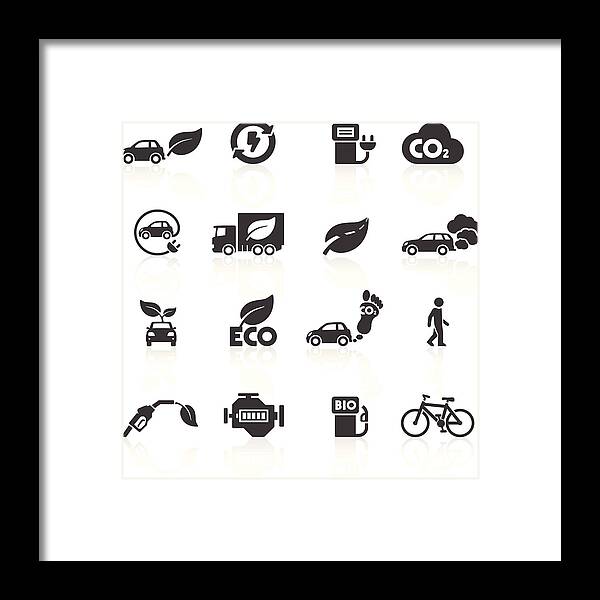 Cut Out Framed Print featuring the drawing Cars and the Environment Icons by youngID
