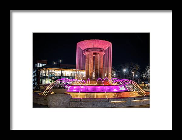 Fountain Framed Print featuring the photograph Cary Fountain in Pink by Rick Nelson