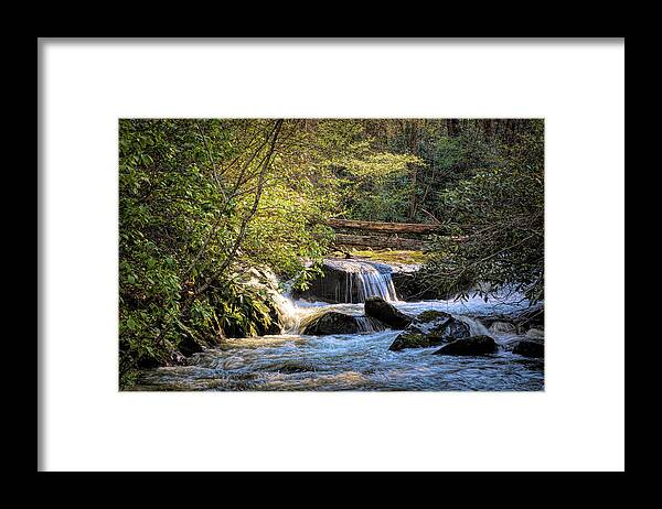 Waterfall Framed Print featuring the photograph Cascading Waters in the Mountains by Debra and Dave Vanderlaan