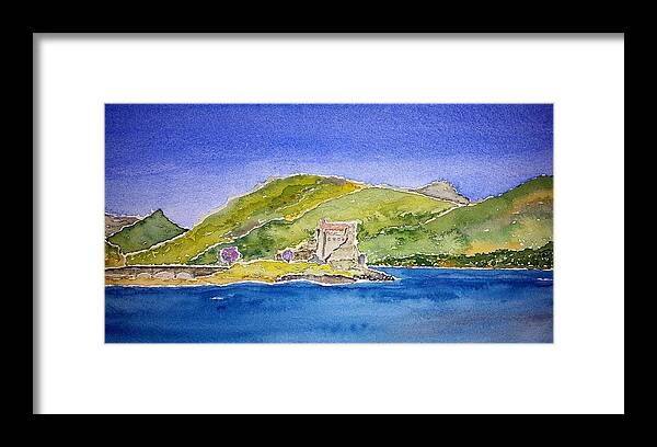 Watercolor Framed Print featuring the painting Castle Eilean Donan by John Klobucher