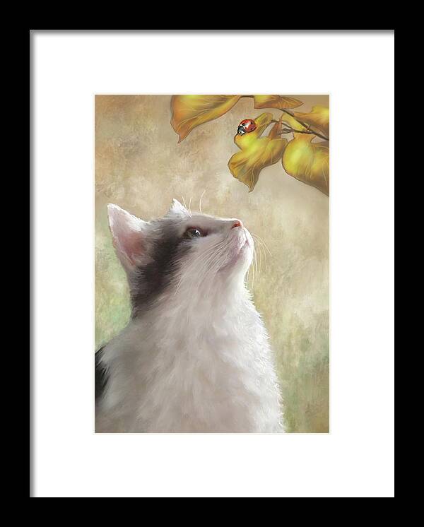 Cat Framed Print featuring the digital art Cat 669 by Lucie Dumas