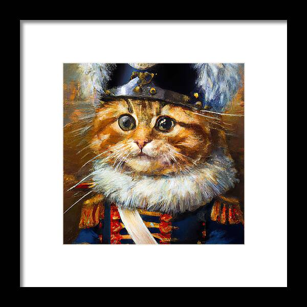 Pet Framed Print featuring the painting Cat of the Napoleonic Army, 02 by AM FineArtPrints