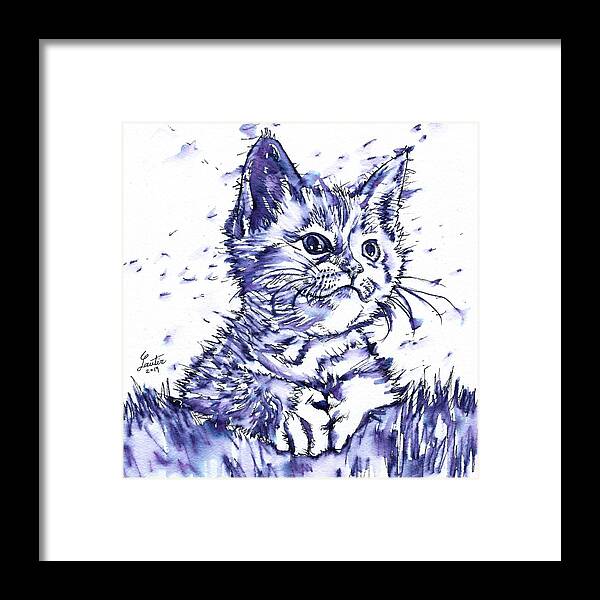 Cat Framed Print featuring the painting CAT - watercolor and ink portrait.1 by Fabrizio Cassetta