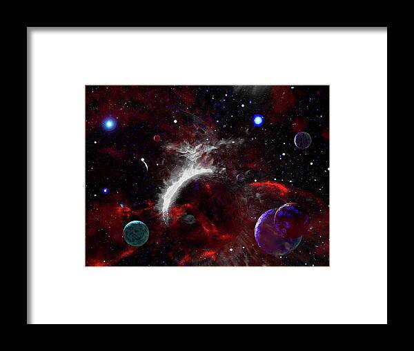  Framed Print featuring the digital art Cataclysm of Planets by Don White Artdreamer