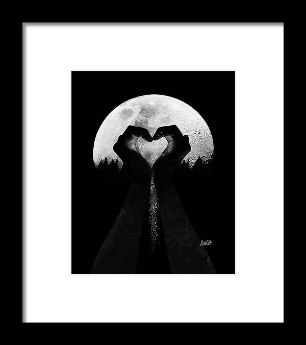 Moonlight Framed Print featuring the digital art Catching Moonlight in Black and White by Nikki Marie Smith