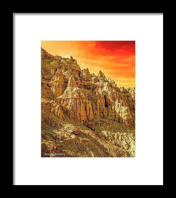 Usa Framed Print featuring the photograph Cathedral Gorge with Firey sunset by Randy Bradley