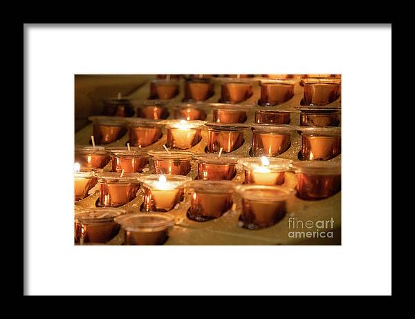 Joshua Mimbs Framed Print featuring the photograph Catholic Candles by FineArtRoyal Joshua Mimbs