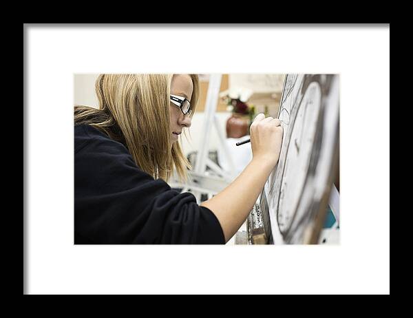 Artist Framed Print featuring the photograph Caucasian girl painting by Hill Street Studios