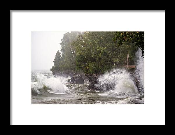 Fury Framed Print featuring the photograph Cave Point Fury - Cave Point County Park at Door County WI by Peter Herman