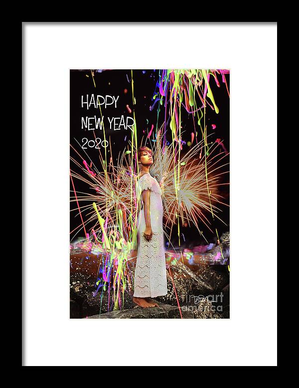 New Years Framed Print featuring the digital art Celebrating 2020 by Deb Nakano